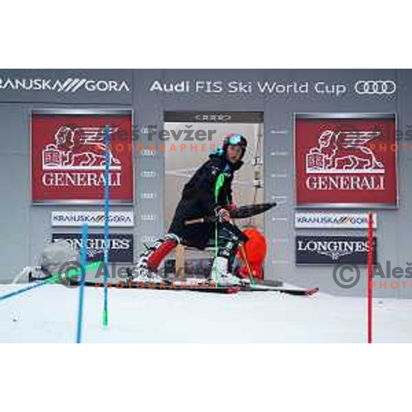 Stefan Hadalin during course inspection before first run of AUDI FIS World Cup Slalom for 60.Vitranc Cup in Kranjska gora, Slovenia on March 14, 2021