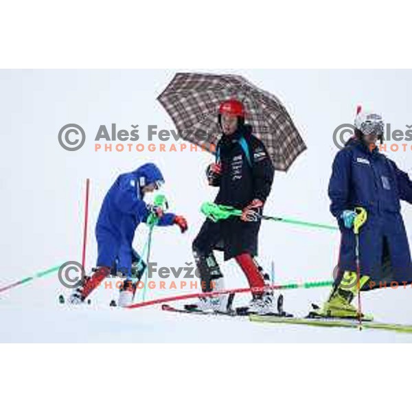 Stefan Hadalin during course inspection before first run of AUDI FIS World Cup Slalom for 60.Vitranc Cup in Kranjska gora, Slovenia on March 14, 2021