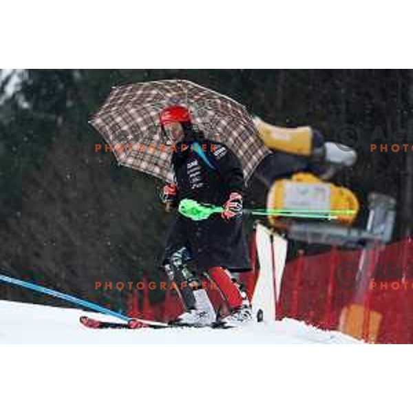 Stefan Hadalin during course inspection before first run of AUDI FIS World Cup Slalom for 60.Vitranc Cup in Kranjska gora, Slovenia on March 14, 2021