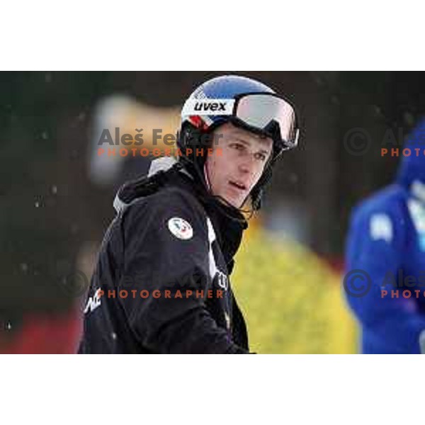 Clement Noel during course inspection before first run of AUDI FIS World Cup Slalom for 60.Vitranc Cup in Kranjska gora, Slovenia on March 14, 2021
