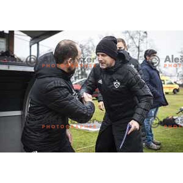 Ante Simundza, head coach of Mura and Sasa Gajser, head coach of Maribor during Prva liga Telekom Slovenije football match between Mura and Maribor in Fazanerija, Murska Sobota, Slovenia on March 14, 2021