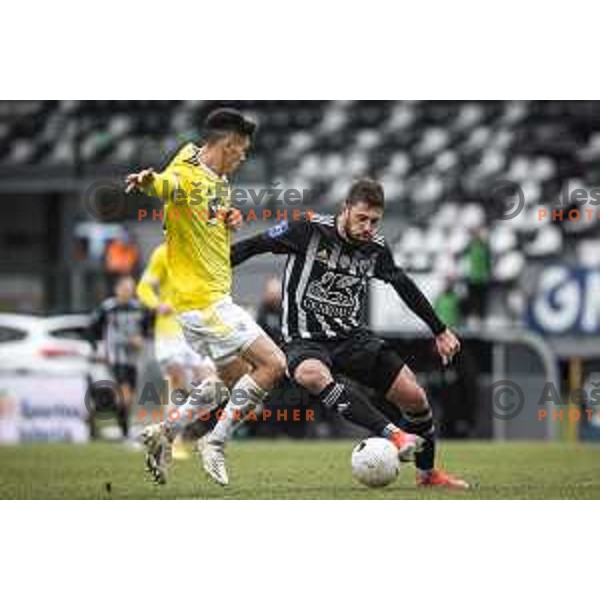 Amadej Marosa in action during Prva liga Telekom Slovenije football match between Mura and Maribor in Fazanerija, Murska Sobota, Slovenia on March 14, 2021