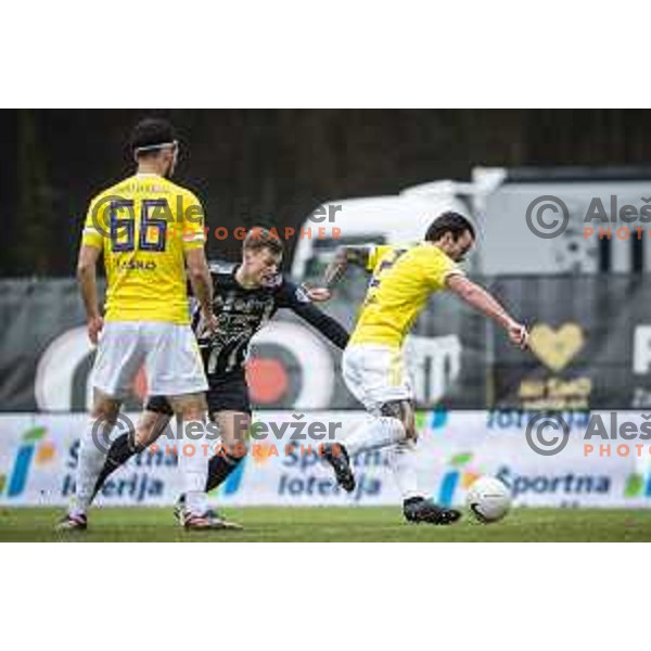 Kevin Zizek nad Denis Klinar in action during Prva liga Telekom Slovenije football match between Mura and Maribor in Fazanerija, Murska Sobota, Slovenia on March 14, 2021