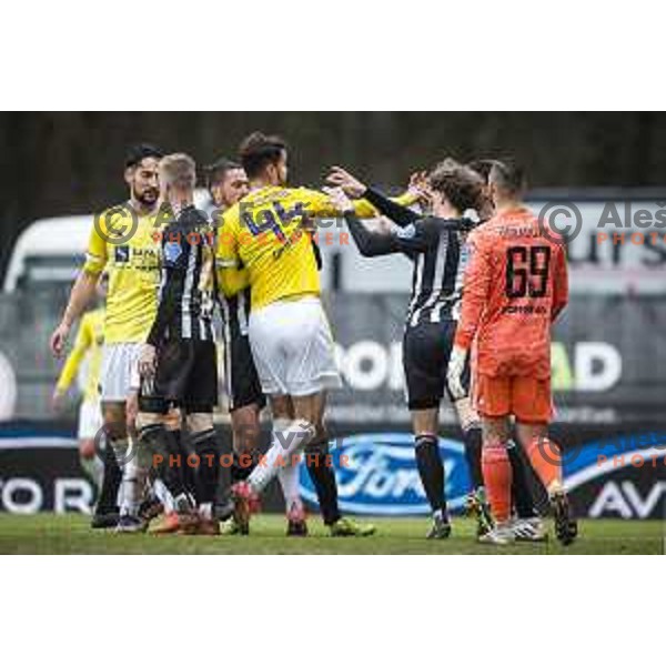 Luka Uskokovic and Kai Cipot during Prva liga Telekom Slovenije football match between Mura and Maribor in Fazanerija, Murska Sobota, Slovenia on March 14, 2021