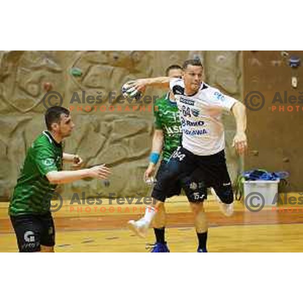 Jan Pucelj during 1.NLB league match between Riko Ribnica and Celje Pivovarna Lasko in Ribnica on on March 20, 2021