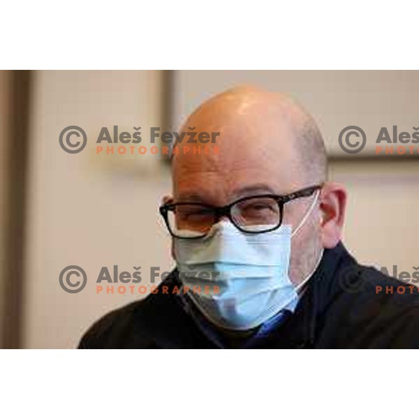 Miha Butara during press conference of HK SZ Olimpija in Hala Tivoli, Ljubljana on March 24, 2021