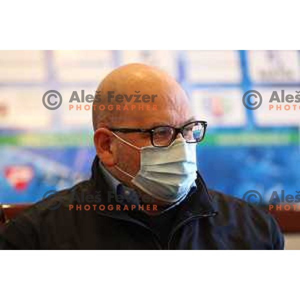 Miha Butara during press conference of HK SZ Olimpija in Hala Tivoli, Ljubljana on March 24, 2021