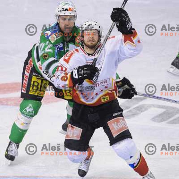 Kuznik and Hebar at Ice Hockey match ZM Olimpija - Acroni Jesence - Third game of the final of the Slovenian championship ,played in Hala Tivoli Ljubljana 08.04.2008, Jesenice won 2:1 