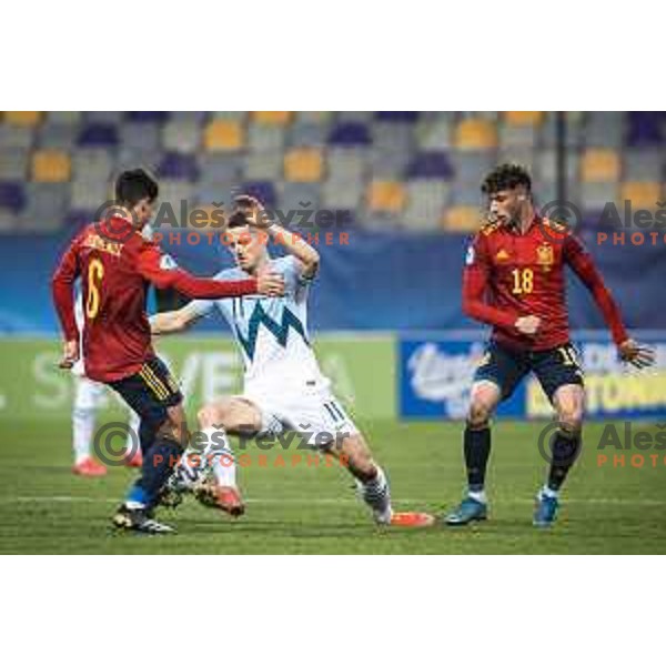 in action during U21 UEFA European Championship 2021 football match between Slovenia and Spain in Ljudski vrt, Maribor, Slovenia on March 24, 2021
