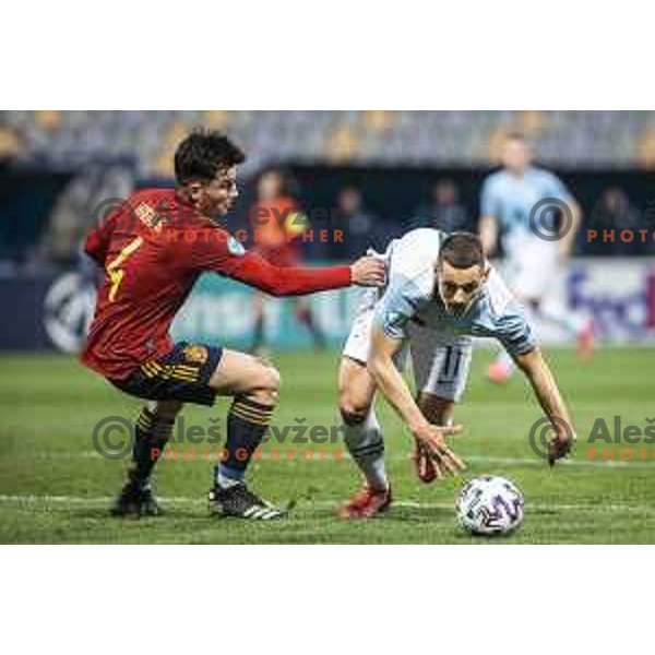 in action during U21 UEFA European Championship 2021 football match between Slovenia and Spain in Ljudski vrt, Maribor, Slovenia on March 24, 2021