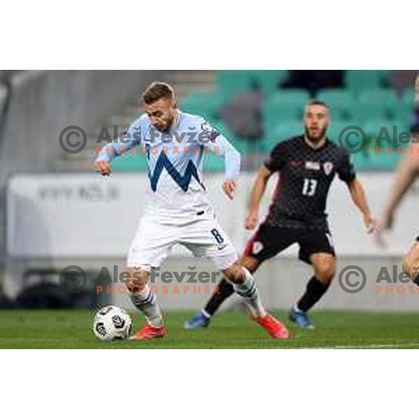 Sandi Lovric in action during FIFA World Cup Qualifying round match between Slovenia and Croatia in Ljubljana, Slovenia on March 24, 2021