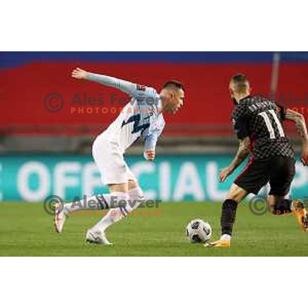 Josip Ilicic in action during FIFA World Cup Qualifying round match between Slovenia and Croatia in Ljubljana, Slovenia on March 24, 2021