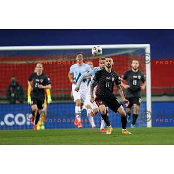 Sandi Lovric and Marcelo Brozovic in action during FIFA World Cup Qualifying round match between Slovenia and Croatia in Ljubljana, Slovenia on March 24, 2021