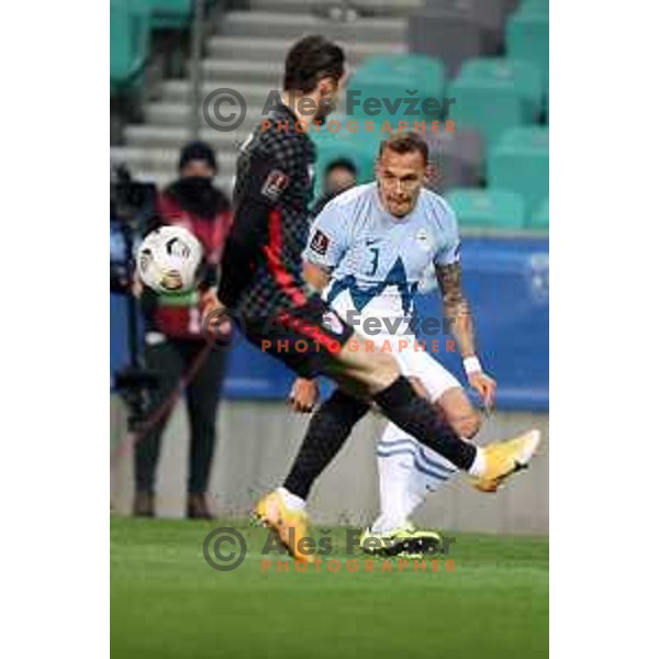 Jure Balkovec in action during FIFA World Cup Qualifying round match between Slovenia and Croatia in Ljubljana, Slovenia on March 24, 2021