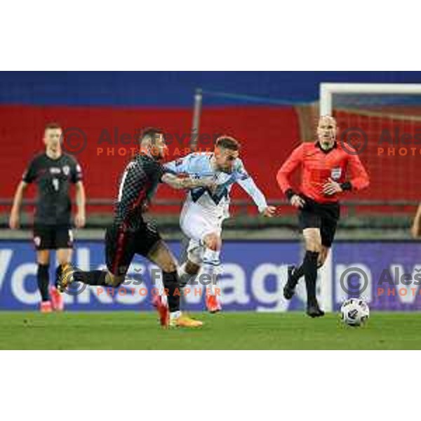 Sandi Lovric in action during FIFA World Cup Qualifying round match between Slovenia and Croatia in Ljubljana, Slovenia on March 24, 2021