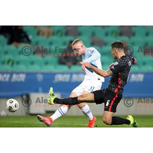 in action during FIFA World Cup Qualifying round match between Slovenia and Croatia in Ljubljana, Slovenia on March 24, 2021