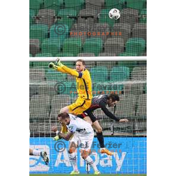 Jan Oblak in action during FIFA World Cup Qualifying round match between Slovenia and Croatia in Ljubljana, Slovenia on March 24, 2021