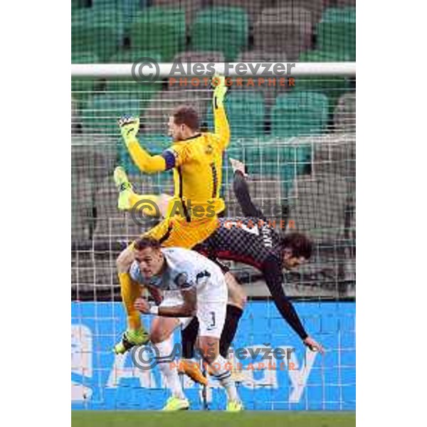 Jan Oblak in action during FIFA World Cup Qualifying round match between Slovenia and Croatia in Ljubljana, Slovenia on March 24, 2021
