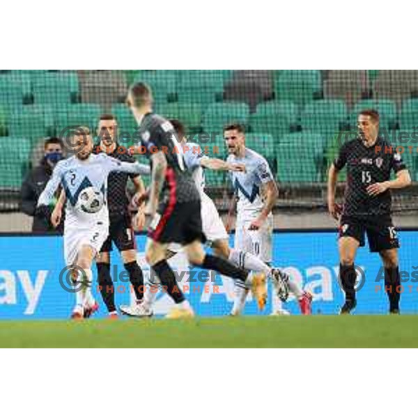 in action during FIFA World Cup Qualifying round match between Slovenia and Croatia in Ljubljana, Slovenia on March 24, 2021