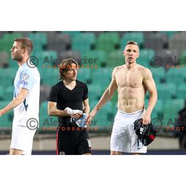Liuka Modric and Jasmin Kurtic at FIFA World Cup Qualifying round match between Slovenia and Croatia in Ljubljana, Slovenia on March 24, 2021