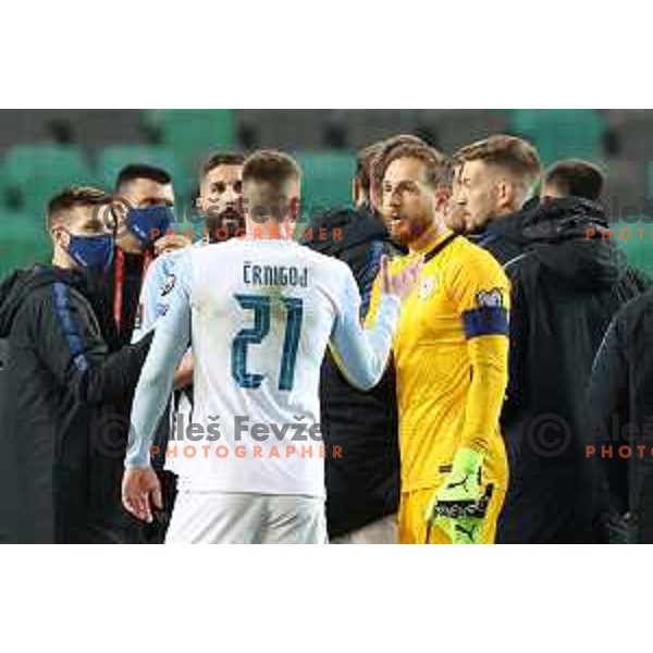 Jan Oblak in action during FIFA World Cup Qualifying round match between Slovenia and Croatia in Ljubljana, Slovenia on March 24, 2021