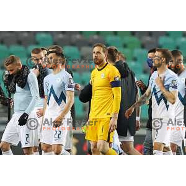 Jan Oblak in action during FIFA World Cup Qualifying round match between Slovenia and Croatia in Ljubljana, Slovenia on March 24, 2021