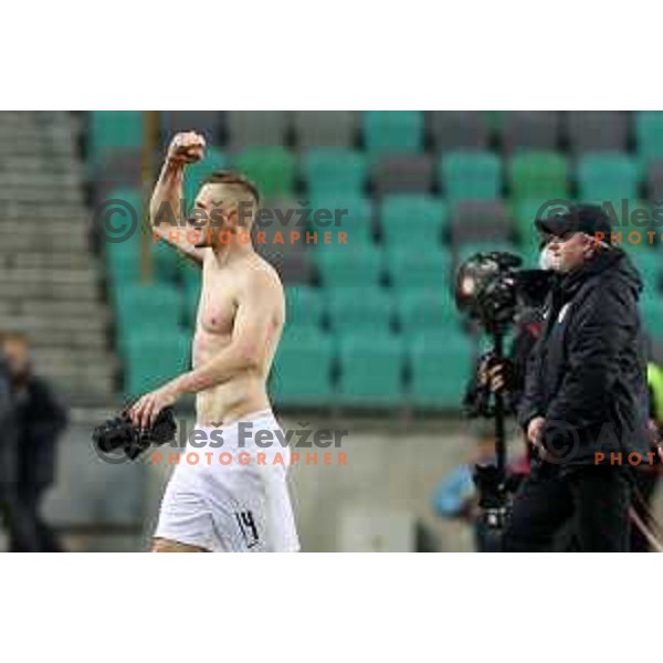 Jasmin Kurtic celebrate victory at FIFA World Cup Qualifying round match between Slovenia and Croatia in Ljubljana, Slovenia on March 24, 2021