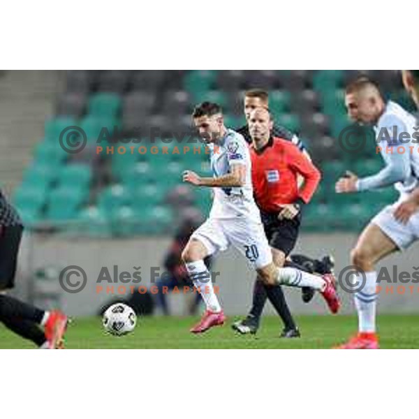 Petar Stojanovic in action during FIFA World Cup Qualifying round match between Slovenia and Croatia in Ljubljana, Slovenia on March 24, 2021
