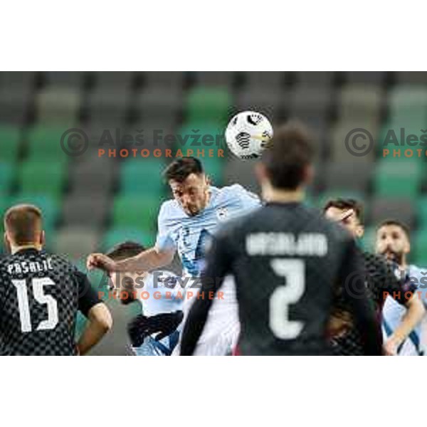 Amadej Vetrih in action during FIFA World Cup Qualifying round match between Slovenia and Croatia in Ljubljana, Slovenia on March 24, 2021