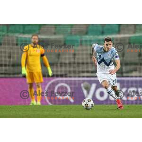 Petar Stojanovic in action during FIFA World Cup Qualifying round match between Slovenia and Croatia in Ljubljana, Slovenia on March 24, 2021