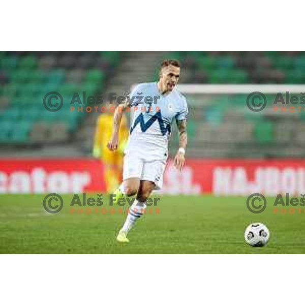 Jure Balkovec in action during FIFA World Cup Qualifying round match between Slovenia and Croatia in Ljubljana, Slovenia on March 24, 2021