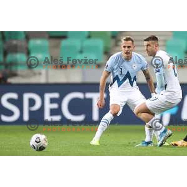 Domen Crnigoj in action during FIFA World Cup Qualifying round match between Slovenia and Croatia in Ljubljana, Slovenia on March 24, 2021