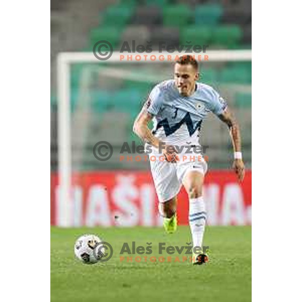 Jure Balkovec in action during FIFA World Cup Qualifying round match between Slovenia and Croatia in Ljubljana, Slovenia on March 24, 2021