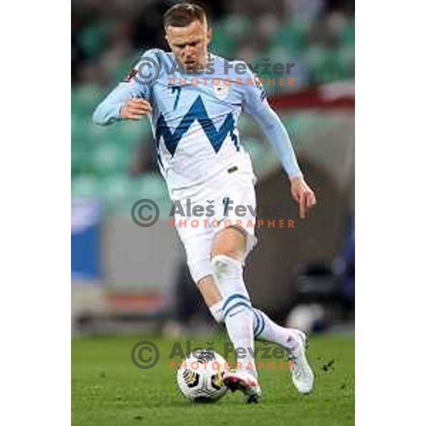 Josip Ilicic in action during FIFA World Cup Qualifying round match between Slovenia and Croatia in Ljubljana, Slovenia on March 24, 2021