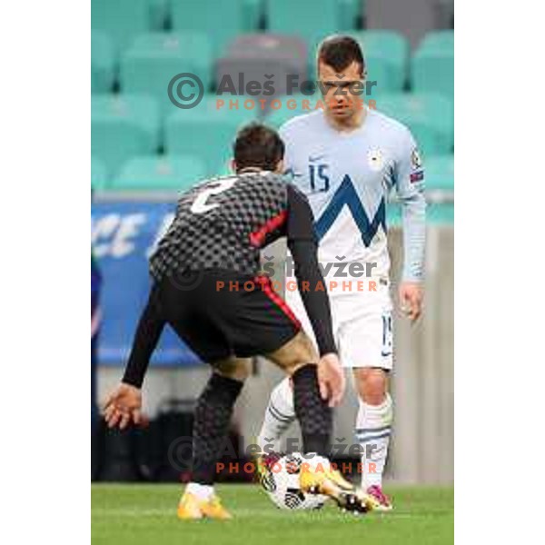 Damjan Bohar in action during FIFA World Cup Qualifying round match between Slovenia and Croatia in Ljubljana, Slovenia on March 24, 2021