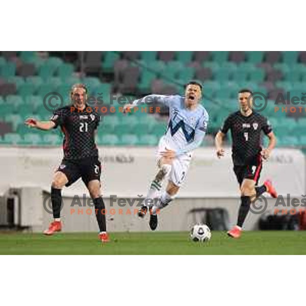 Josip Ilicic in action during FIFA World Cup Qualifying round match between Slovenia and Croatia in Ljubljana, Slovenia on March 24, 2021