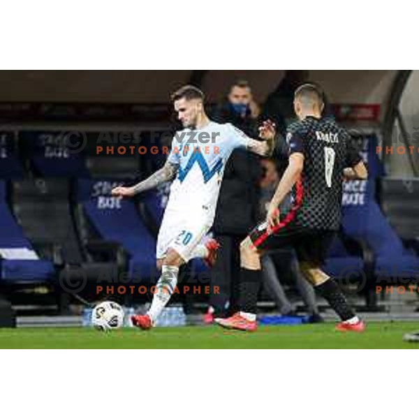 Petar Stojanovic in action during FIFA World Cup Qualifying round match between Slovenia and Croatia in Ljubljana, Slovenia on March 24, 2021