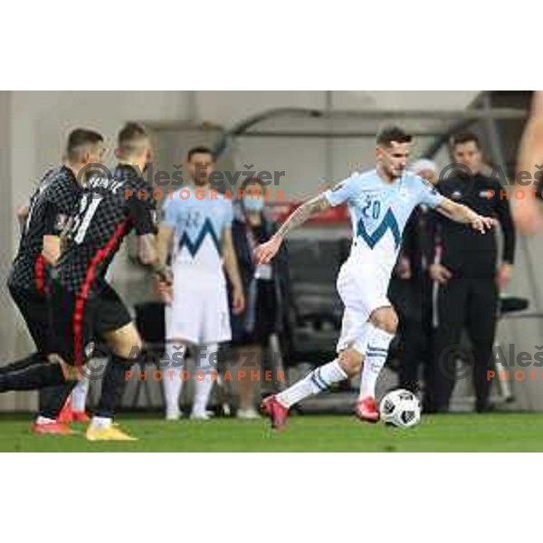 Petar Stojanovic in action during FIFA World Cup Qualifying round match between Slovenia and Croatia in Ljubljana, Slovenia on March 24, 2021