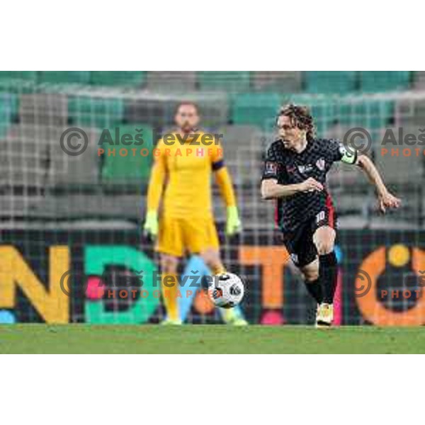 Luka Modric in action during FIFA World Cup Qualifying round match between Slovenia and Croatia in Ljubljana, Slovenia on March 24, 2021