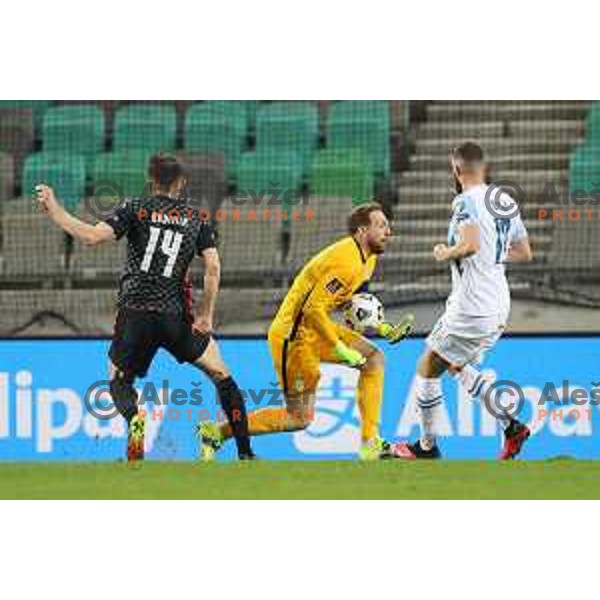Jan Oblak in action during FIFA World Cup Qualifying round match between Slovenia and Croatia in Ljubljana, Slovenia on March 24, 2021