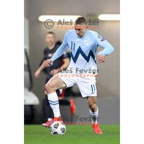 Blaz Kramer in action during FIFA World Cup Qualifying round match between Slovenia and Croatia in Ljubljana, Slovenia on March 24, 2021