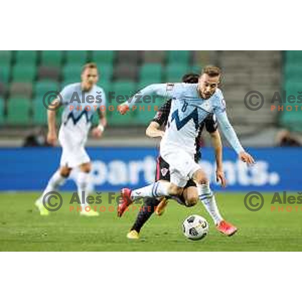 Sandi Lovric in action during FIFA World Cup Qualifying round match between Slovenia and Croatia in Ljubljana, Slovenia on March 24, 2021