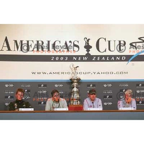 at America\'s Cup Final sailing match race between team New Zealand and team Alinghi in Auckland, New Zealand on March 2, 2003. Team Alinghi defeated Team New Zealand 5:0