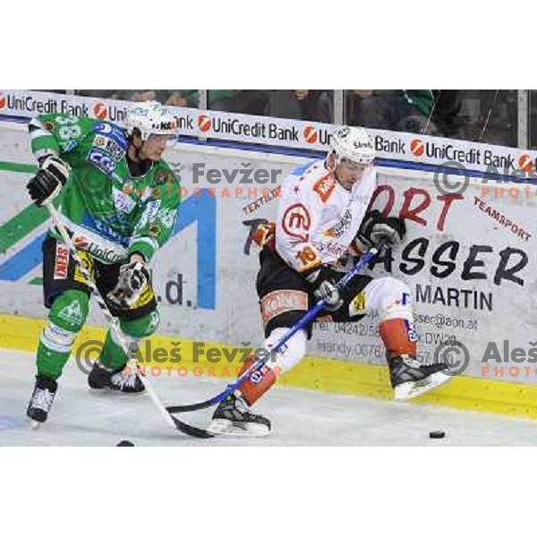 Petrilainen and Healey at Ice Hockey match ZM Olimpija - Acroni Jesence - Third game of the final of the Slovenian championship ,played in Hala Tivoli Ljubljana 08.04.2008, Jesenice won 2:1 