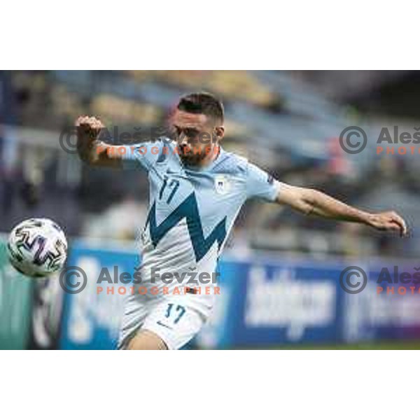 Aljosa Matko in action during U21 UEFA European Championship 2021 football match between Slovenia and Czech Republic in Arena Z’dezele, Celje, Slovenia on March 27, 2021