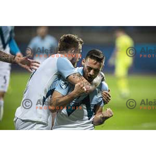 Aljosa Matko celebrating during U21 UEFA European Championship 2021 football match between Slovenia and Czech Republic in Arena Z’dezele, Celje, Slovenia on March 27, 2021