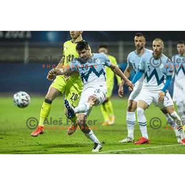 Sven Karic in action during U21 UEFA European Championship 2021 football match between Slovenia and Czech Republic in Arena Z’dezele, Celje, Slovenia on March 27, 2021