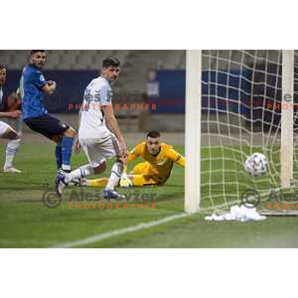 Sven Karic and Igor Vekic in action at European Under- 21 Championship 2021 football match between Slovenia and Italy in Maribor, Slovenia on March 30, 2021