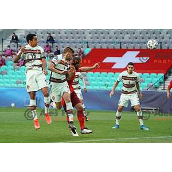 Diogo Querios scores and celebrates goal at European Under 21 Championship football match between Switzerland and Portugal in Ljubljana, Slovenia on March 31, 2021