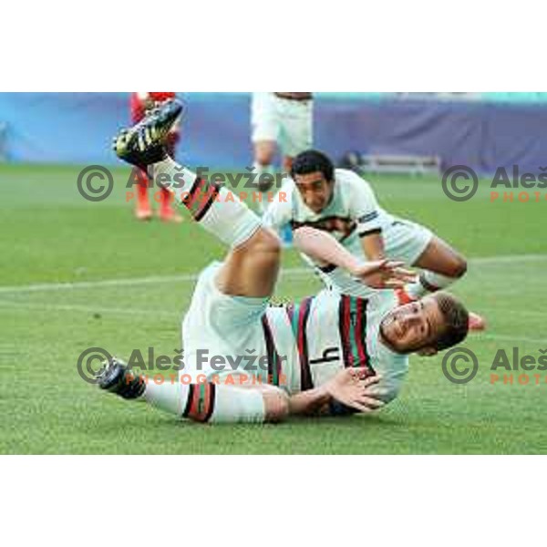 Diogo Querios scores and celebrates goal at European Under 21 Championship football match between Switzerland and Portugal in Ljubljana, Slovenia on March 31, 2021